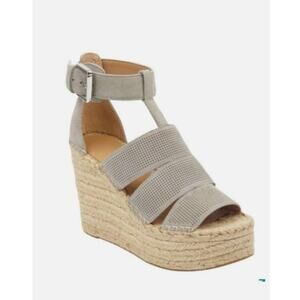 Marc Fisher Adore Espadrille Wedge Sandals Size 8 Gray Platform Summer Shoes